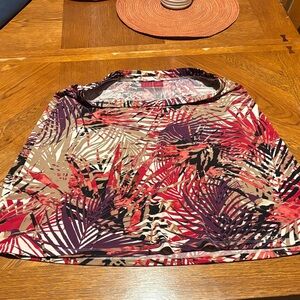 212 Collection Abstract Print Skirt in Red and Beige